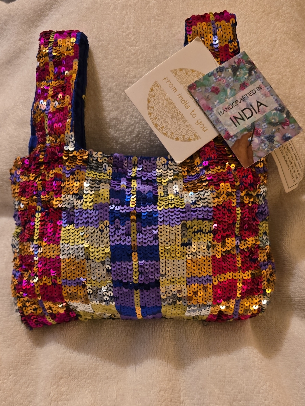 VIRAL TikTok Handcrafted in India Sequin Mini Tote Bag